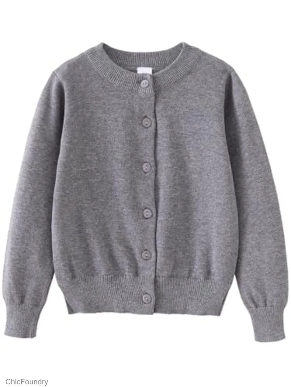 Girls Cotton Cardigan Sweater Button Front School Uniform Casual Long Sleeve
